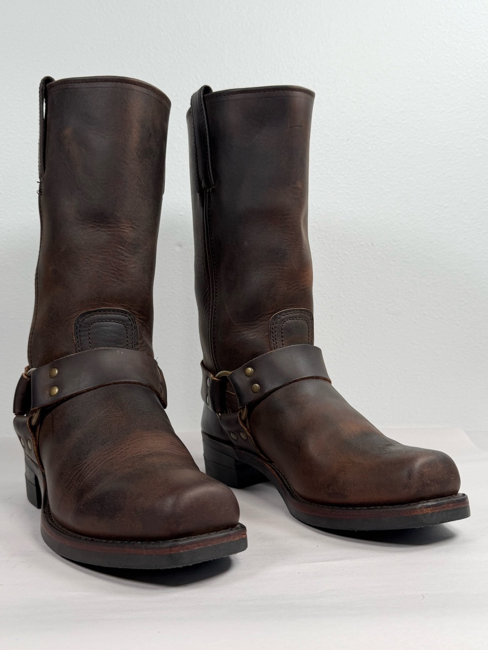 Frye Men's 12R Harness Boots Size 8 M Brown Oil-tanned Leather 87350 Made In USA